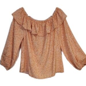 Michael Kors Off Shoulder Boho Peasant top Sz M NWTin Orange.